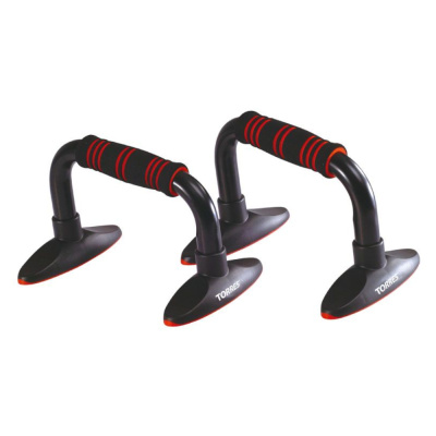 Упоры для отжимания "TORRES Push-Up Bars металл" арт.PL5015, эрг. форма, съем. основания, черн-крас