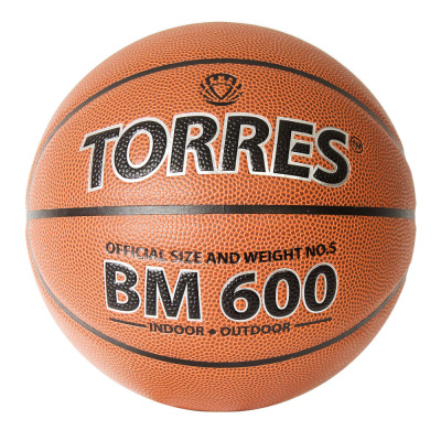 Мяч баск. "TORRES BM600" арт.B32027, р.7, ПУ, нейлон. корд, бут. камера, темнокоричневый-черн