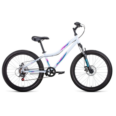 Велосипед FORWARD IRIS 24 2.0 D (24" 6 ск. рост. 12") 2022, белый/розовый, RBK22FW24733