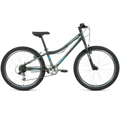 Велосипед FORWARD TITAN 24 1.0 (24" 6 ск. рост. 12") 2022, темно-серый/бирюзовый, RBK22FW24018
