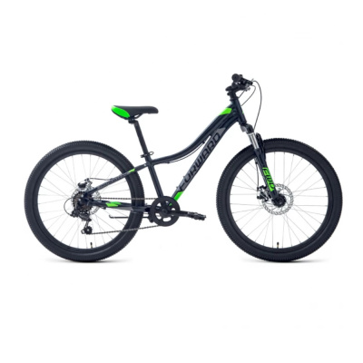 Велосипед FORWARD TWISTER 24 2.0 D (24" 7 ск. рост. 12") 2023, черный/ярко-зеленый, RB3F47152XBKBGN