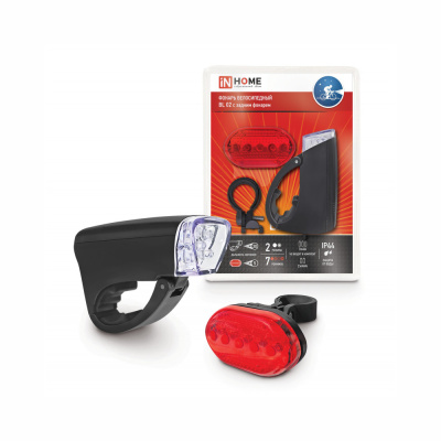 Комплект велосипедн. фонарей BL 02 5LED(100lm) 30м/5м, 2реж/7реж, IP44, 3AAA/2AA, 5215 ASD/InHome 
