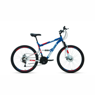 Велосипед ALTAIR MTB FS 26 2.0 disc (26" 18 ск. рост. 16") 2020-2021, синий/красный, RBKT1F16E014