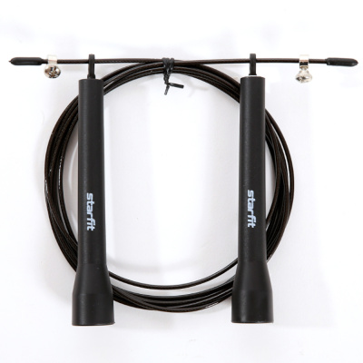 Скакалка STARFIT RP-202 с подшипниками, с пластиковыми ручками, черный, 3 м (Без характеристики)