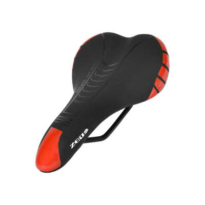 Седло ZEUS Z-6300 MTB Sport 280*140mm,рельсы сталь,анатомическое,черный\красный,370гр