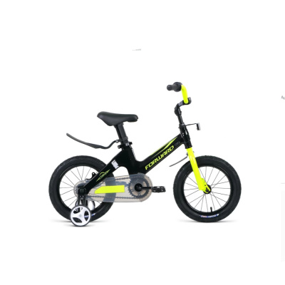 Велосипед FORWARD COSMO 14 (14" 1 ск.) 2020-2021, черный/зеленый, 1BKW1K7B1005