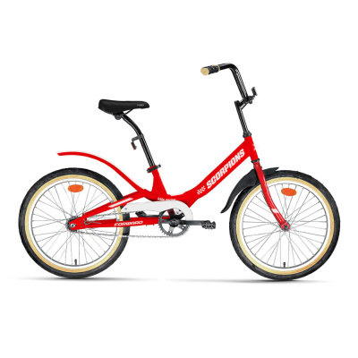 Велосипед FORWARD SCORPIONS 20 1.0 (20" 1 ск. рост. 10.5") 2020-2021, белый/красный, RBKW15N01003			