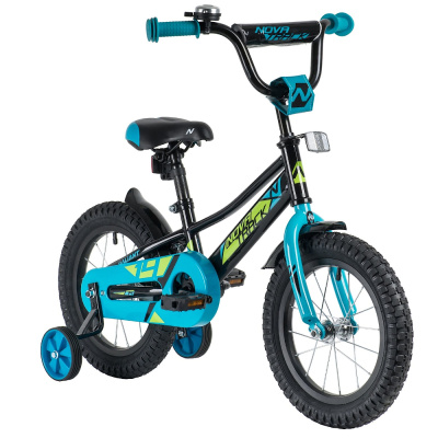 Велосипед NOVATRACK 14" VALIANT черный, полная защита цепи, тормоз нож, короткие крылья