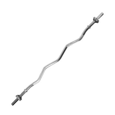 Гриф для штанги TORRES EZ изогнут. W-образн., PL5033, d25 мм, 118 см, сталь, замок-гайка, хром