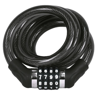 Замок противоугонный GK-102.707A 15*120cm(48"), трос 15мм,в оплетке,кодовый,черный