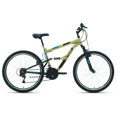 Велосипед ALTAIR MTB FS 26 1.0 (26" 18 ск. рост. 18") 2020-2021, бежевый/черный, RBKT1F16E007