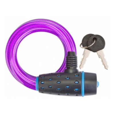Трос-противоугонка с ключем STELS 8х1800 мм 87318 чёрно-пурпурный