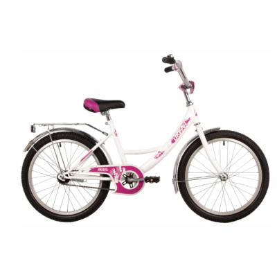Велосипед NOVATRACK 20" URBAN белый, защита А-тип, тормоз нож., крылья и багажник хром.