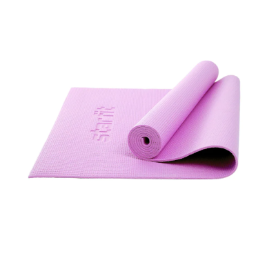 Коврик для йоги и фитнеса STARFIT FM-101 PVC, 0,8 см, 173x61 см, розовый пастель