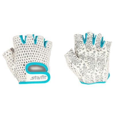 Перчатки для фитнеса STARFIT SU-110, белый/голубой (M)