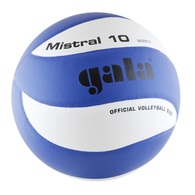 Мяч вол. "GALA Mistral 10" арт. BV5661S, р. 5, синт. кожа ПУ, клееный, бут. камера, бело-синий