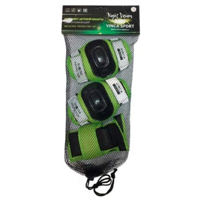 Комплект защиты детский Night Vision (наколенник, налокотник, наладонник), размер S,  Vinca Sport