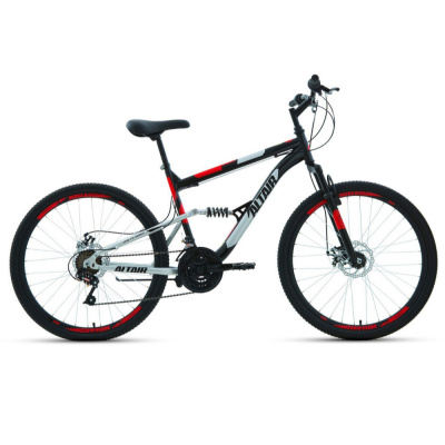 Велосипед ALTAIR MTB FS 26 2.0 disc (26" 18 ск. рост. 18") 2020-2021, черный/красный, RBKT1F16E018		