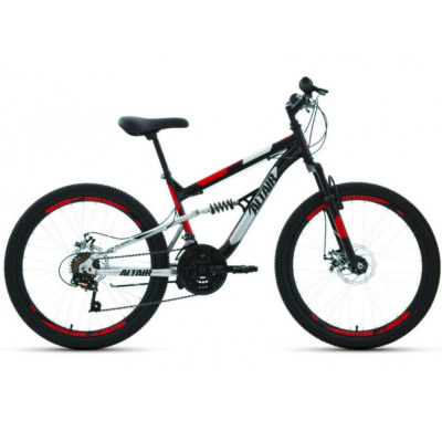 Велосипед ALTAIR MTB FS 24 D (24" 18 ск. рост. 15") 2022, черный/красный, RBK22AL24052