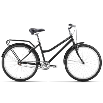 Велосипед FORWARD BARCELONA 26 1.0 (26" 1 ск. рост. 17") 2022, черный/белый, RBK22FW26548