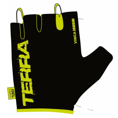 Перчатки велосипедные, NEW TERRA, черные с зеленым, размер L