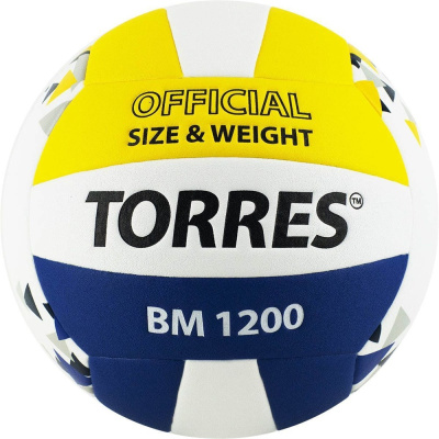 Мяч вол. TORRES BM1200 арт.V42035, р.5, синт.кожа (микрофибра), клееный, бут.кам, бел-син-желт