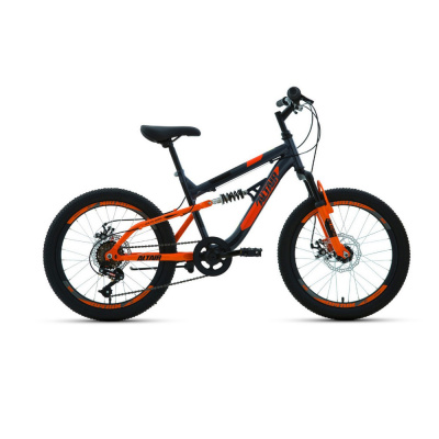 Велосипед ALTAIR MTB FS 20 disc (20" 6 ск. рост. 14") 2020-2021, темно-серый/оранжевый, RBKT1F106004
