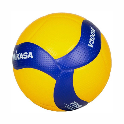 Мяч вол. MIKASA V300W, р.5, FIVB Appr, 18 пан, синт.кожа (микрофиб), клееный, бут.кам, желто-синий
