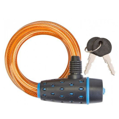 Трос-противоугонка с ключем STELS 8х1800 мм 87318 чёрно-желтый (черно-оранжевый)
