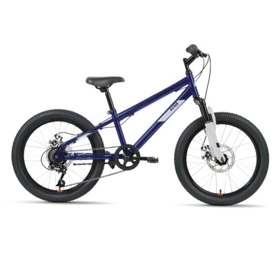 Велосипед ALTAIR MTB HT 20 2.0 D (20" 6 ск. рост. 10.5") 2022, темно-синий/серебристый, IBK22AL20081