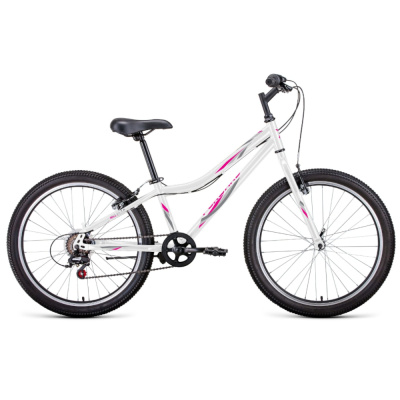 Велосипед FORWARD IRIS 24 1.0 (24" 6 ск. рост. 12") 2022, белый/розовый, RBK22FW24834