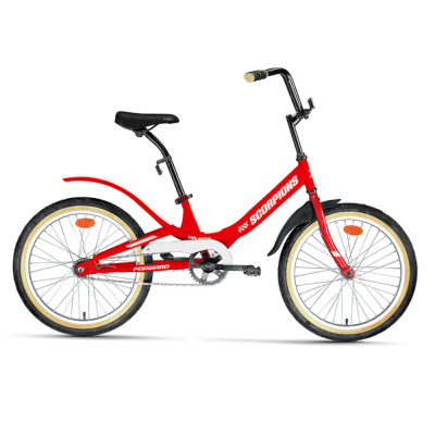 Велосипед FORWARD SCORPIONS 20 1.0 (20" 1 ск. рост. 10.5")2022, белый/красный, RBK22FW20805