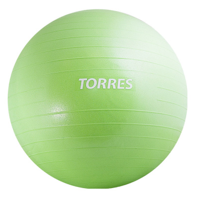 Мяч гимн. "TORRES", арт.AL121155GR, диам. 55 см, эласт. ПВХ, с защ. от взрыва,  с насосом, зелёный