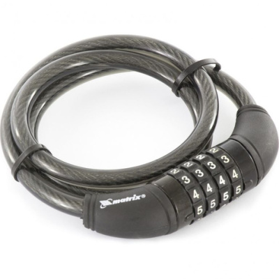 Замок тросовый универсальный с кодовым механизмом, 10 * 950 мм//MATRIX