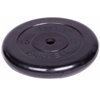 Диск обрезиненный "Atlet" d 26 мм чёрный 10,0 кг