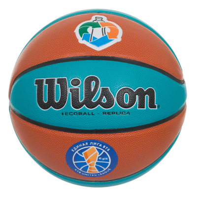 Мяч баск. WILSON VTB Replica ASG ECO, арт.WTB1534XBVTB, р.7, композит, бутил. кам, коричнево-бирюзов