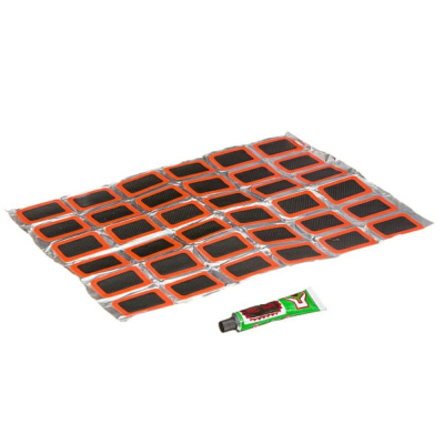 Набор для ремонта камер (резиновые латки, клей) 48шт, размер заплаток 34х25мм