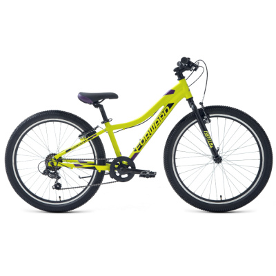 Велосипед FORWARD TWISTER 24 1.0 (24" 7 ск. рост. 12") 2022, зеленый/фиолетовый, RBK22FW24048