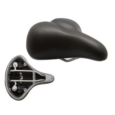 Седло, Comfort, 270 x 226 мм, серебристая стальная рамка на пружинах с замком, черное/логотип FORWAR