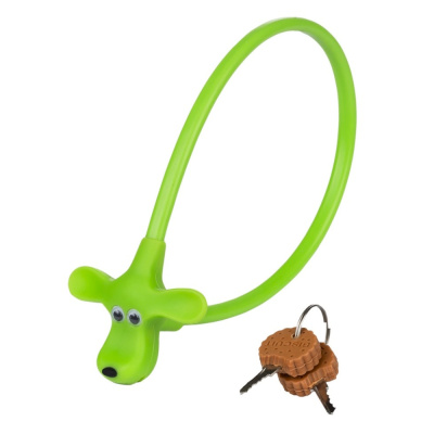 Замок тросовый KLS KIDDY 8ммх45см, с ключом, салатовый