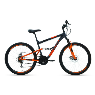 Велосипед ALTAIR MTB FS 26 2.0 disc (26" 18 ск. рост. 16") 2020-2021, темно-серый/оранжевый