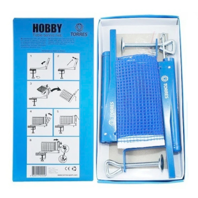 Сетка для наст. тенниса TORRES Hobby , арт.TT5017 в компл. с мет. стойками, синяя