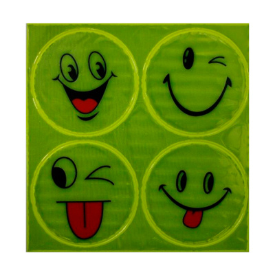 Набор стикеров светоотражающих, 4шт., желтые, "смайлики"