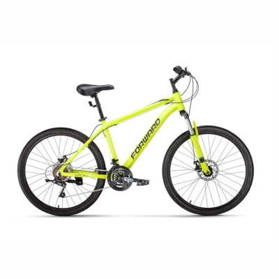 Велосипед FORWARD HARDI 26 2.0 D FR (26" 21 ск. рост. 18") 2023, ярко-желтый/черный
