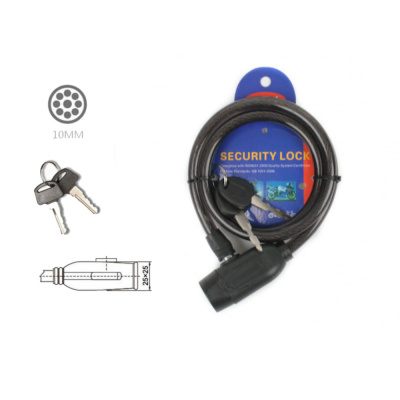 Замок противоугонный, ZX2136, 10 ммx1000 мм, ключ, RLKZX2136001