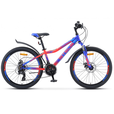 Велосипед 24" STELS Navigator-410 MD 21-sp (12" Синий/неоновый_красный), арт. V010