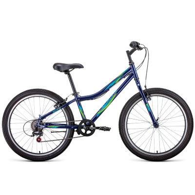 Велосипед FORWARD IRIS 24 1.0 (24" 6 ск. рост. 12") 2022, темно-синий/зеленый, RBK22FW24833