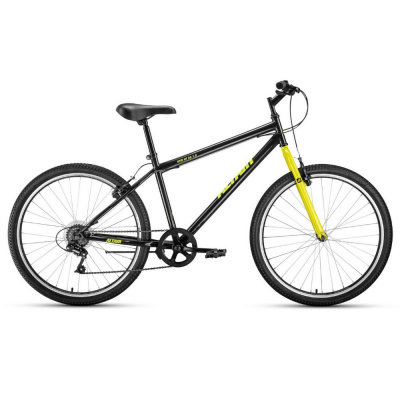 Велосипед ALTAIR MTB HT 26 1.0 (26" 7 ск. рост. 19") 2022, черный/желтый, RBK22AL26104