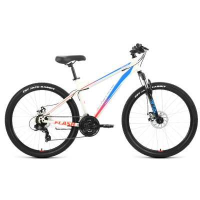 Велосипед FORWARD FLASH 26 2.0 D (26" 21 ск. рост. 15") 2022, белый/голубой, RBK22FW26668