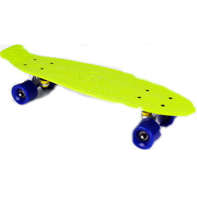 Доска-круизер, дека 22,5*6" лайм, колеса PU синие